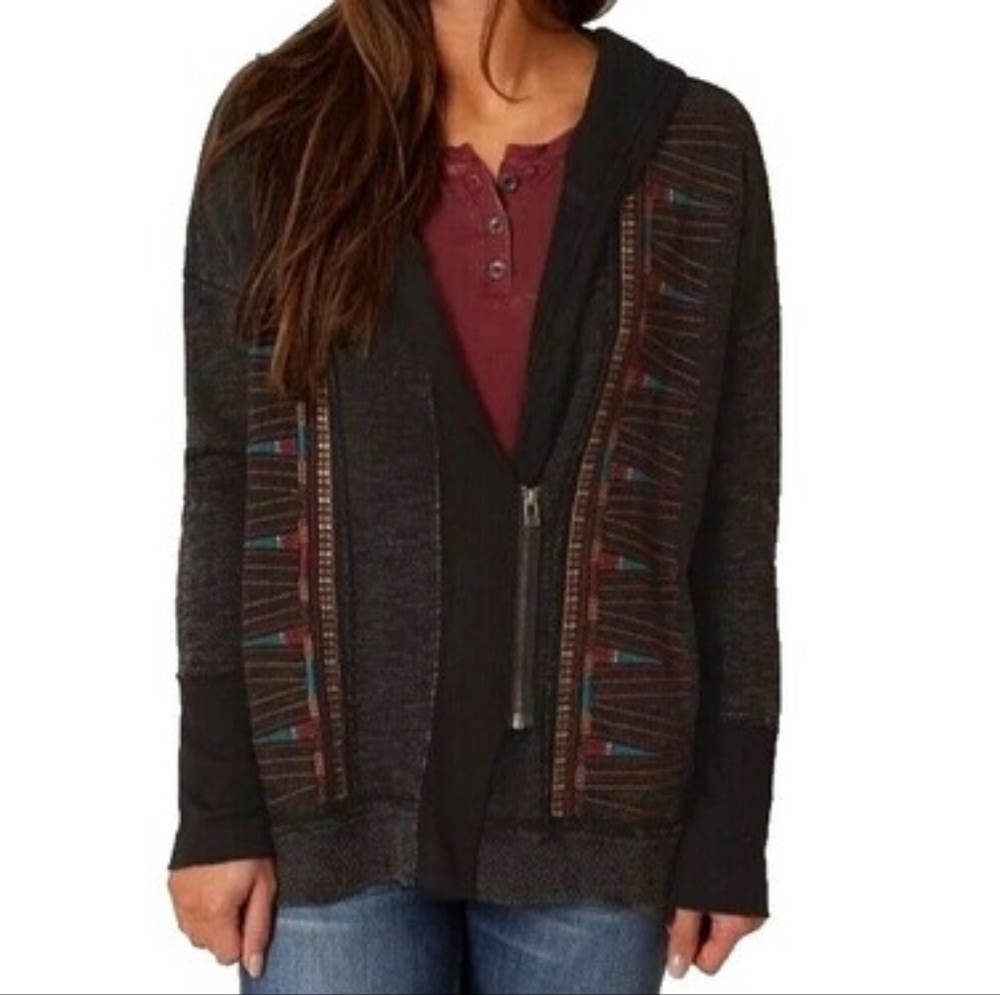 Miss Me Black Bomber Jacket with Multicolor Embroidered Trim